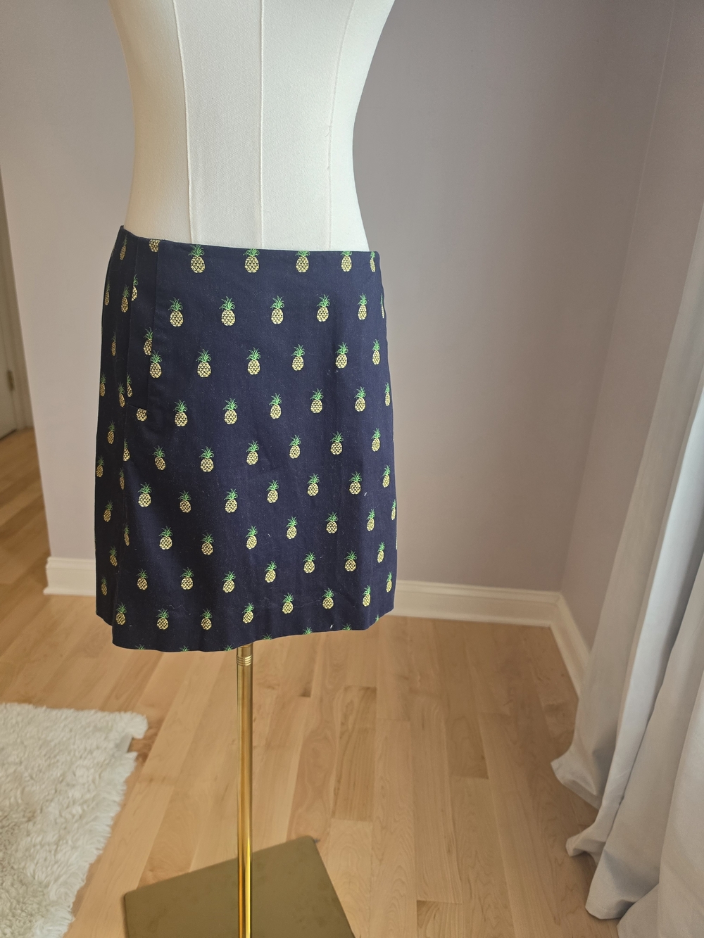 J. Crew Navy Mini Skirt with Pineapple Motif